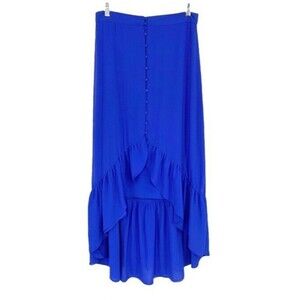Naked Zebra Skirt Hi-Low Tiered Ruffled Button Front Fiesta Fun Casual Vacay NEW